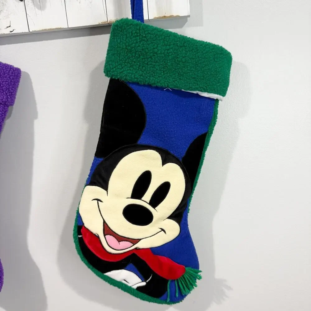Vintage Disney Store Mickey Minnie Christmas Stockings Set of 2
